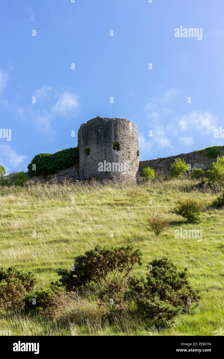 Corfe Castle, Blick von der Burgruine auf einem sonnigen Nachmittag Anfang September 2018, Dorset, Großbritannien Stockfoto