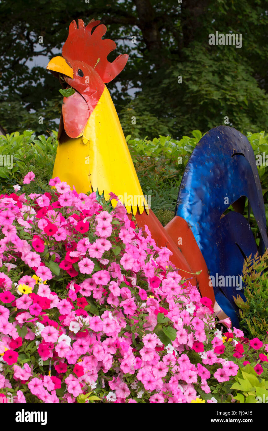 Volkskunst Hahn, Swan Insel Dahlien, Carson City, Nevada Stockfoto