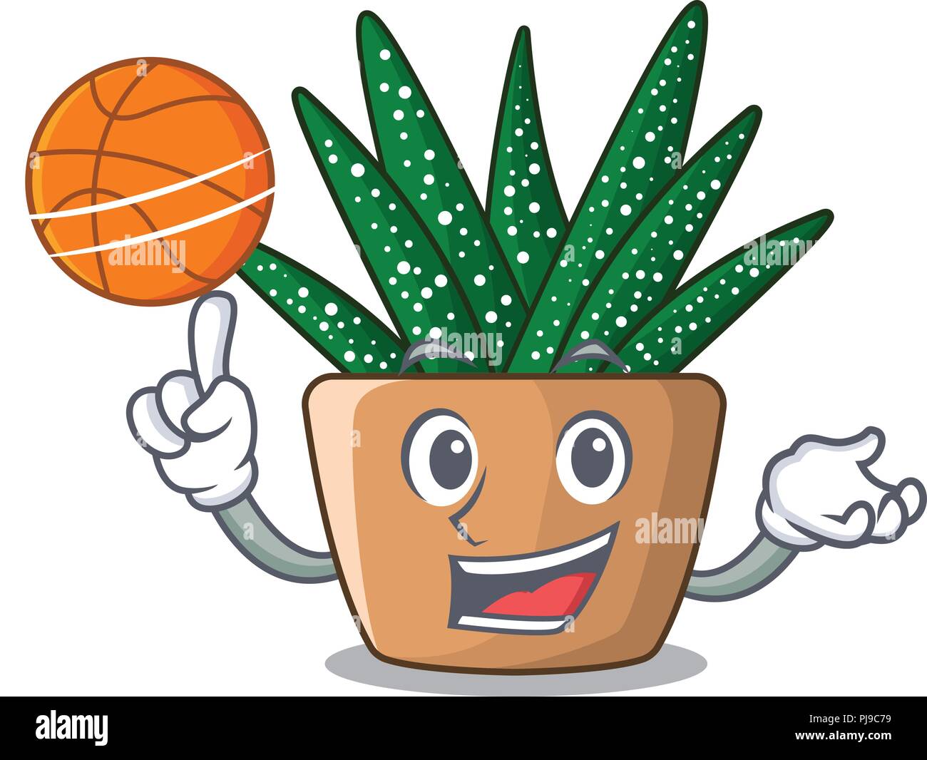 Mit Basketball Mini zebra Kaktus auf Cartoon pot Stock Vektor