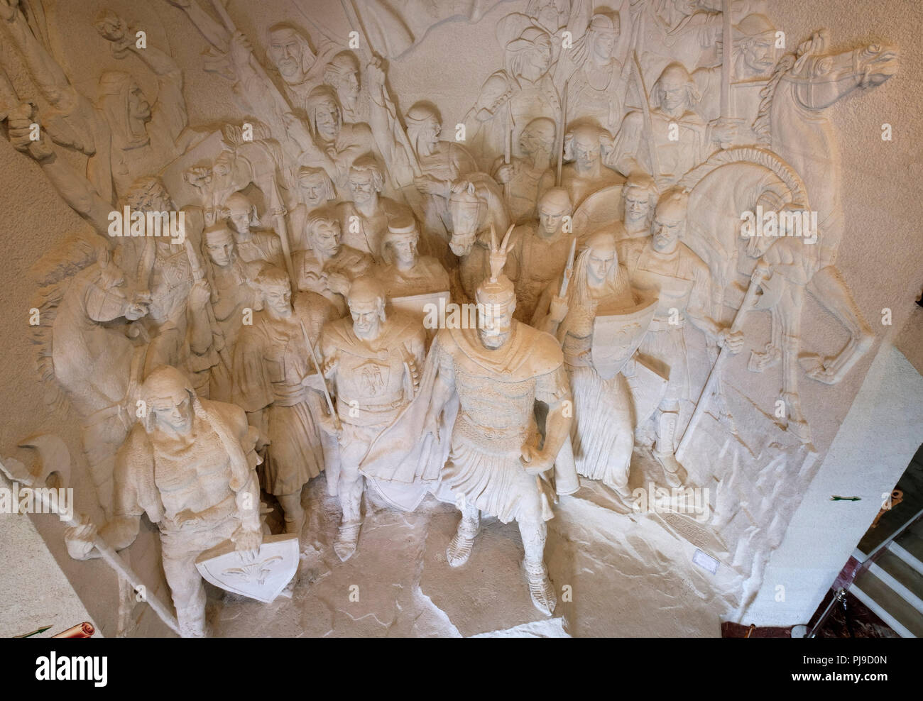Skanderbeg Skulptur Gruppe und Mitstreiter in der skanderbeg Museum, Kruja, Krujë, Durrës Qar, Durres, Albanien Stockfoto