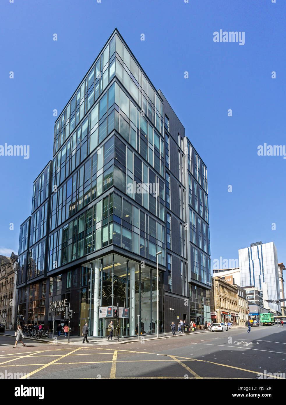 Hohes Gebäude 2 West Regent Street, an der Ecke mit West Nile Street in Glasgow Schottland Großbritannien Stockfoto