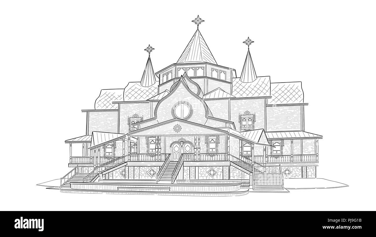 Skizze der Immobilien von Ded Moroz in Weliki Ustjug Stock Vektor