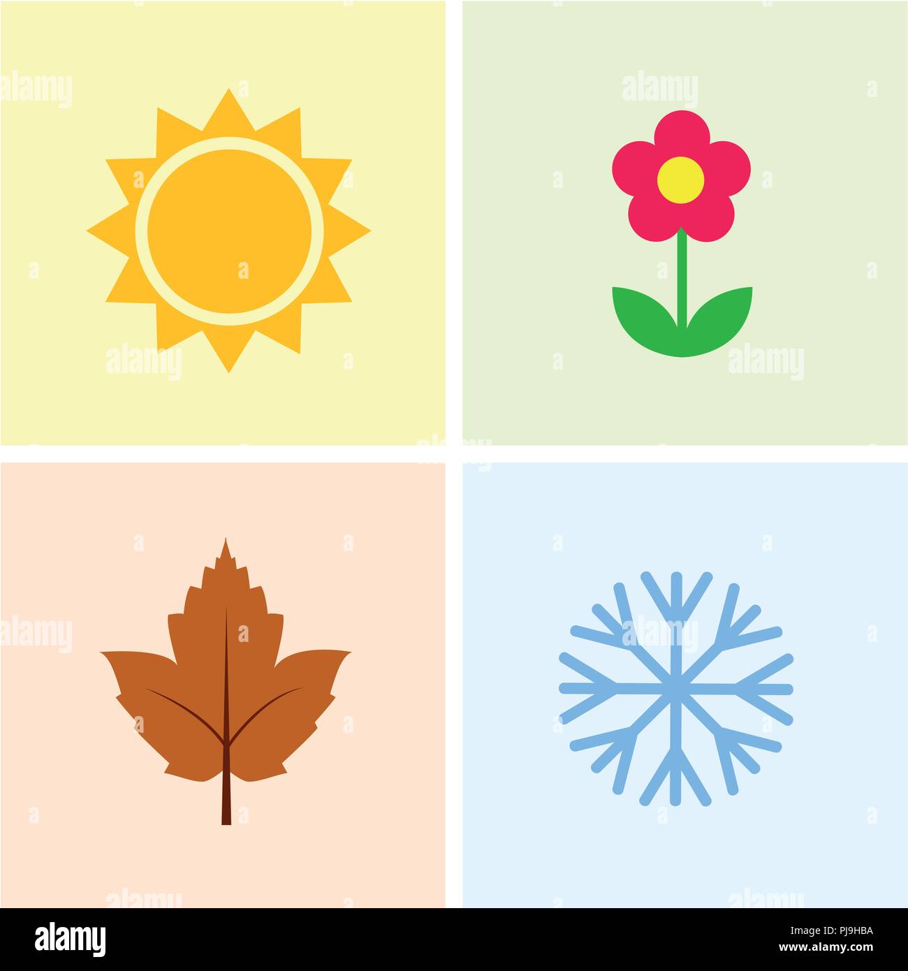Vier Jahreszeiten Sommer Frühling Herbst Winter Kalender Vector Illustration Stock Vektor