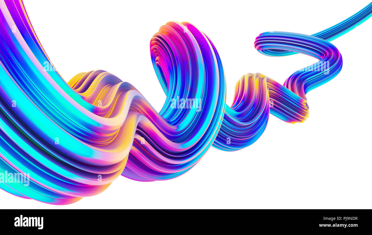 3D-flüssiger Form design Element in die holographische Neon Farben für Weihnachten Hintergründe. Stockfoto