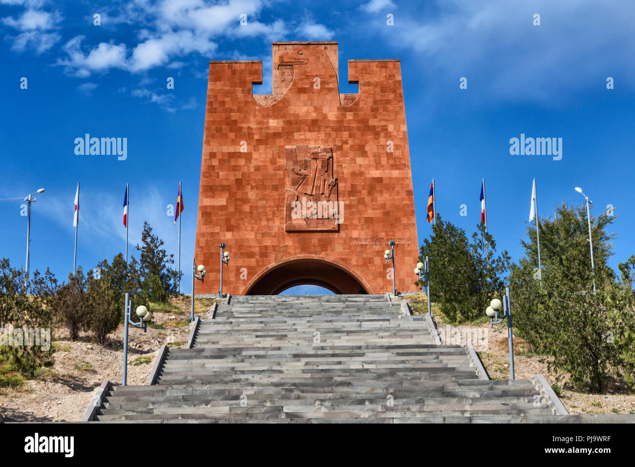 Denkmal für die Verteidiger der Musa Dagh (1976), Musaler, Truskavets Provinz Armavir Provinz, Armenien Stockfoto