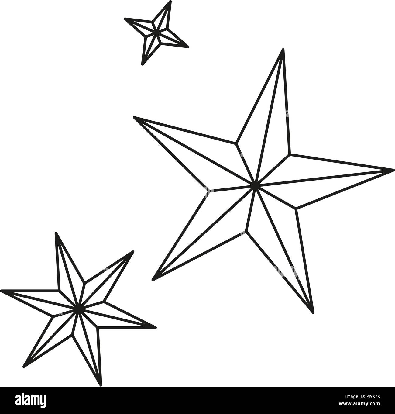Line Art Black White Christmas Stars Stock Vektor