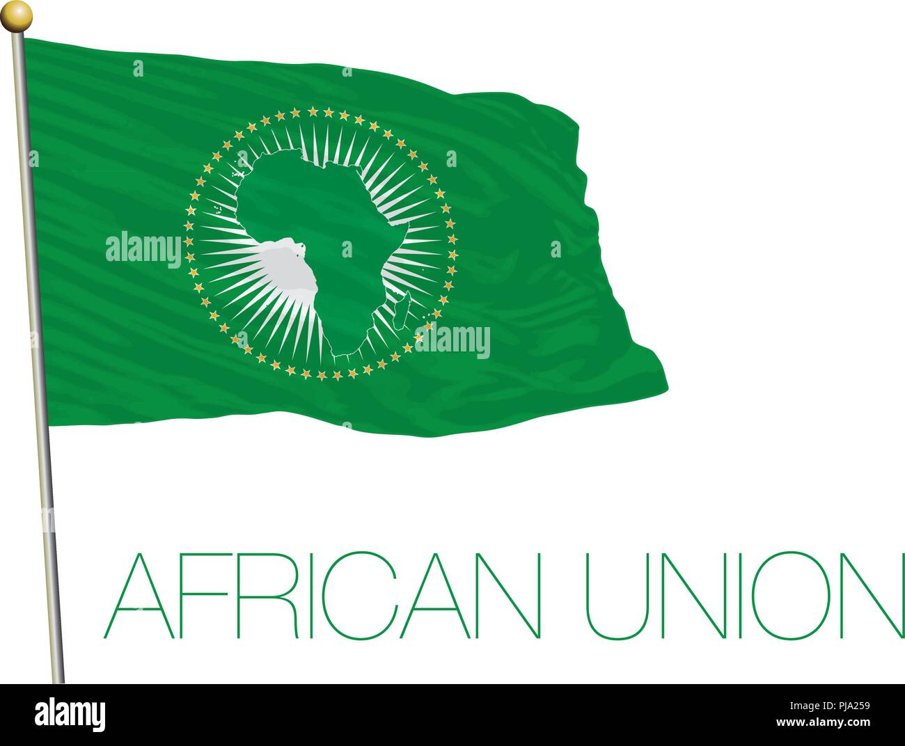 Afrikanische Union Flag und Symbol, auf weißem Hintergrund Stock Vektor