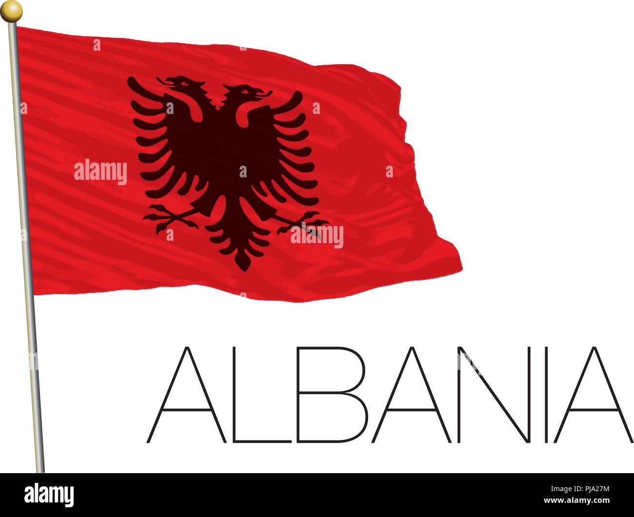 Albanien Flagge auf dem weißen Hintergrund Stock Vektor