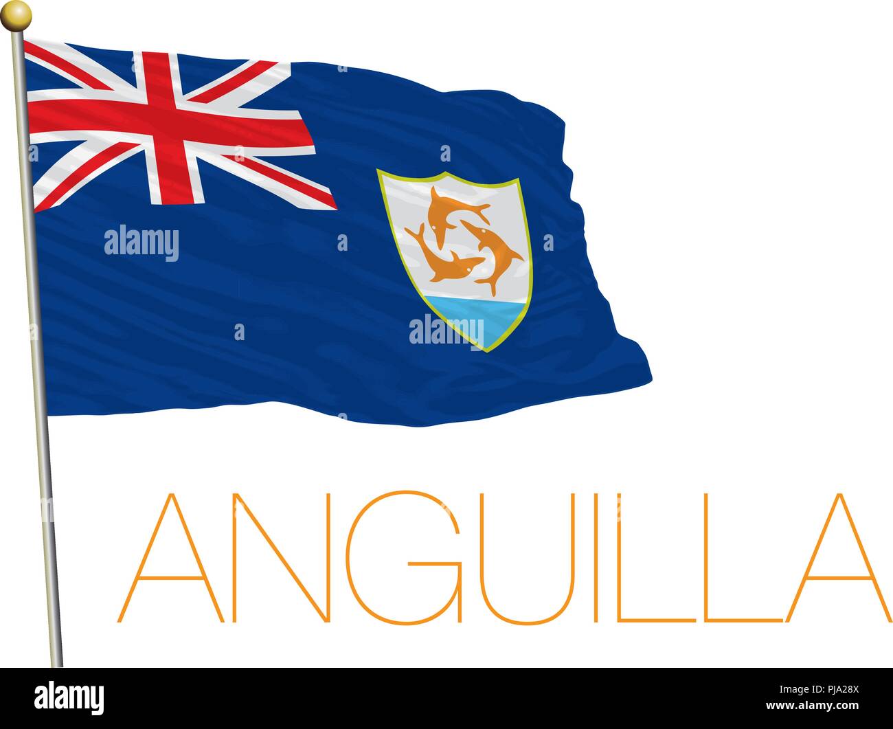 Anguilla Inseln Gebiet Flagge, Karibik, Vektor, Abbildung Stock Vektor