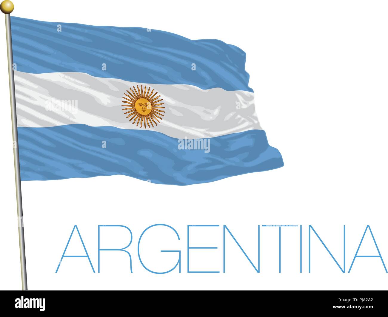 Argentinien Republik Flagge isoliert auf dem weißen Hintergrund Stock Vektor