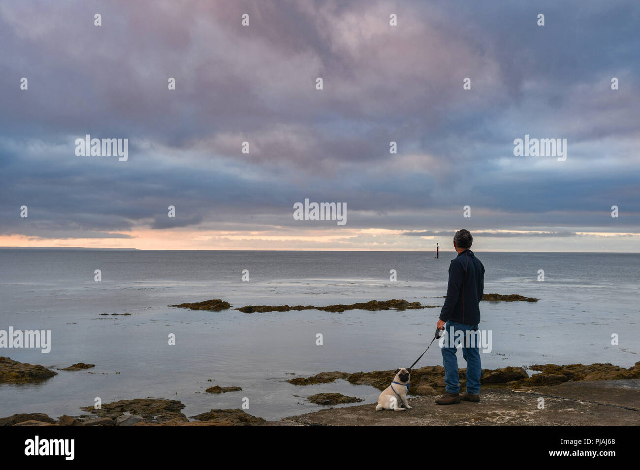 Penzance, Cornwall, UK. 6. September 2018. UK Wetter. Eine trübe Start in den Tag von Penzance. Foto: Simon Maycock/Alamy leben Nachrichten Stockfoto