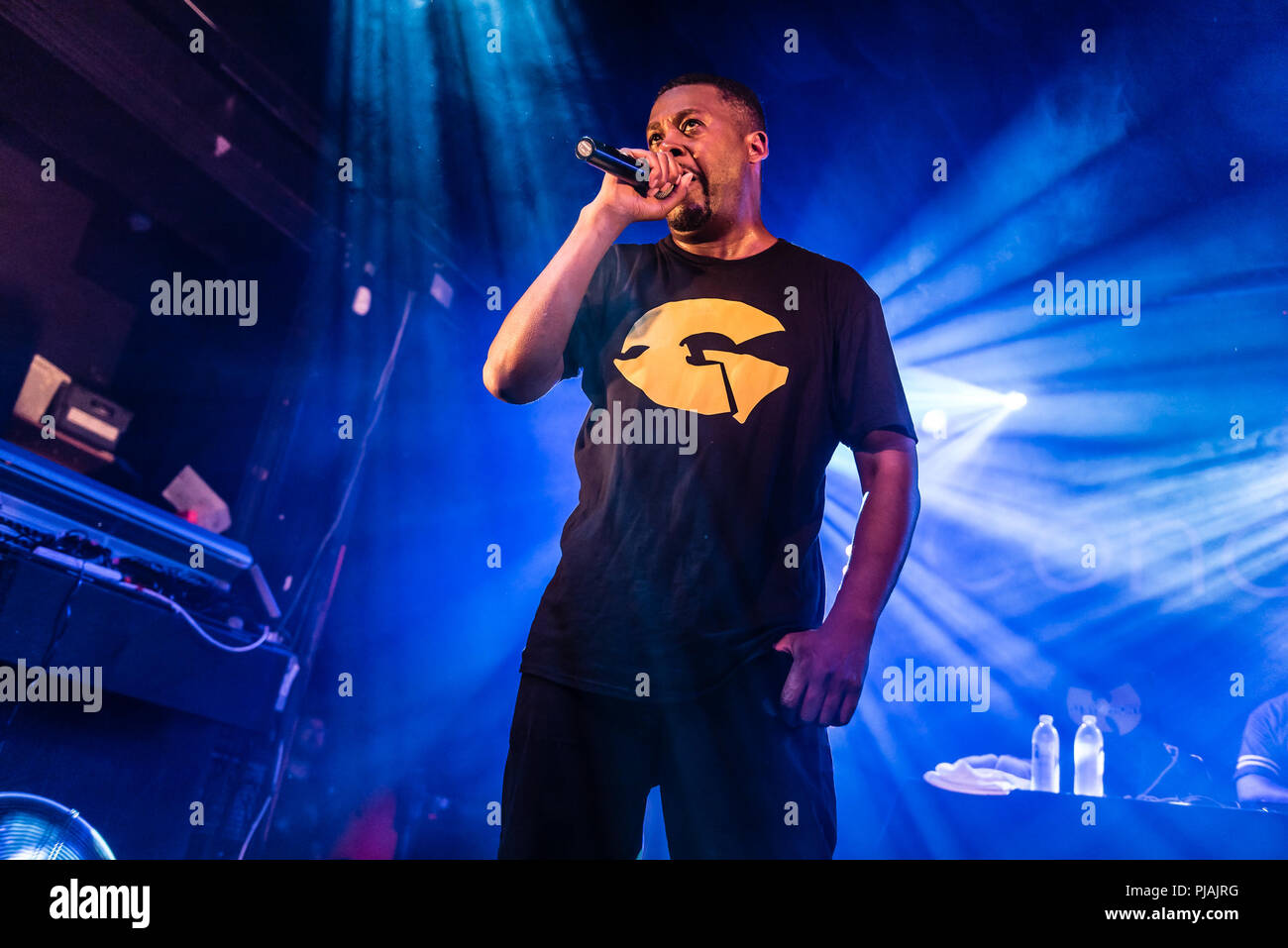 Brighton, UK. 5. September 2018. GZA, das Genie, Wu-Tang Clan im Concorde 2, Brighton, UK. Gary Grice (geboren am 22. August, 1966), besser bekannt unter seinem Künstlernamen GZA und das Genie, ein US-amerikanischer Rapper und Songwriter bekannt. Gründungsmitglied der Hip Hop Gruppe der Wu-Tang Clan. Foto: Andy Sturmey/Alamy Credit: Andrew Sturmey/Alamy leben Nachrichten Stockfoto