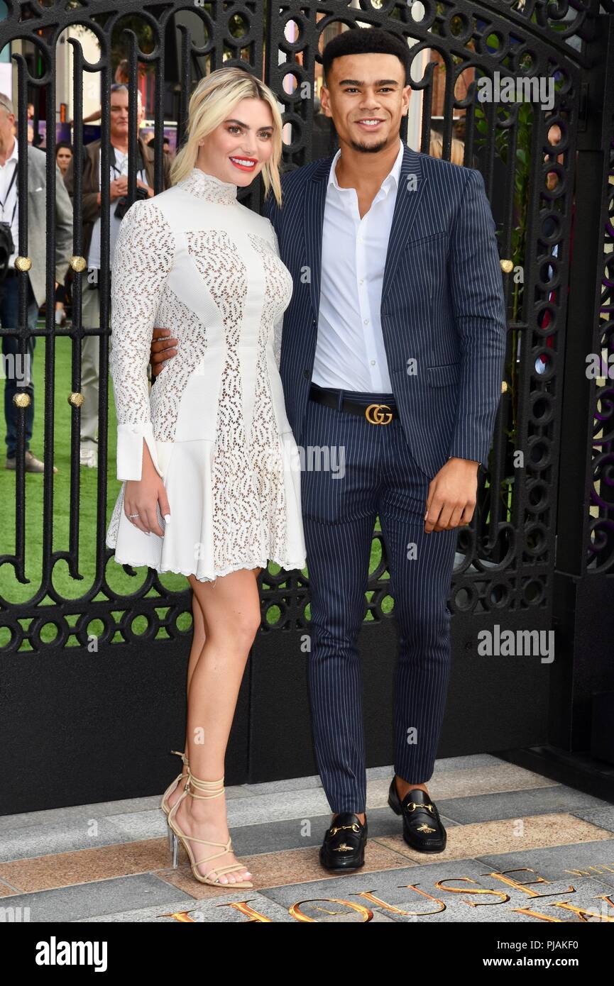 London, Großbritannien. 5. Sep 2018. Megan Barton-Hanson, Wes Nelson, ein Haus mit einer Uhr In seinen Mauern Weltpremiere, Westfield, White City, London.UK Credit: michael Melia/Alamy leben Nachrichten Stockfoto