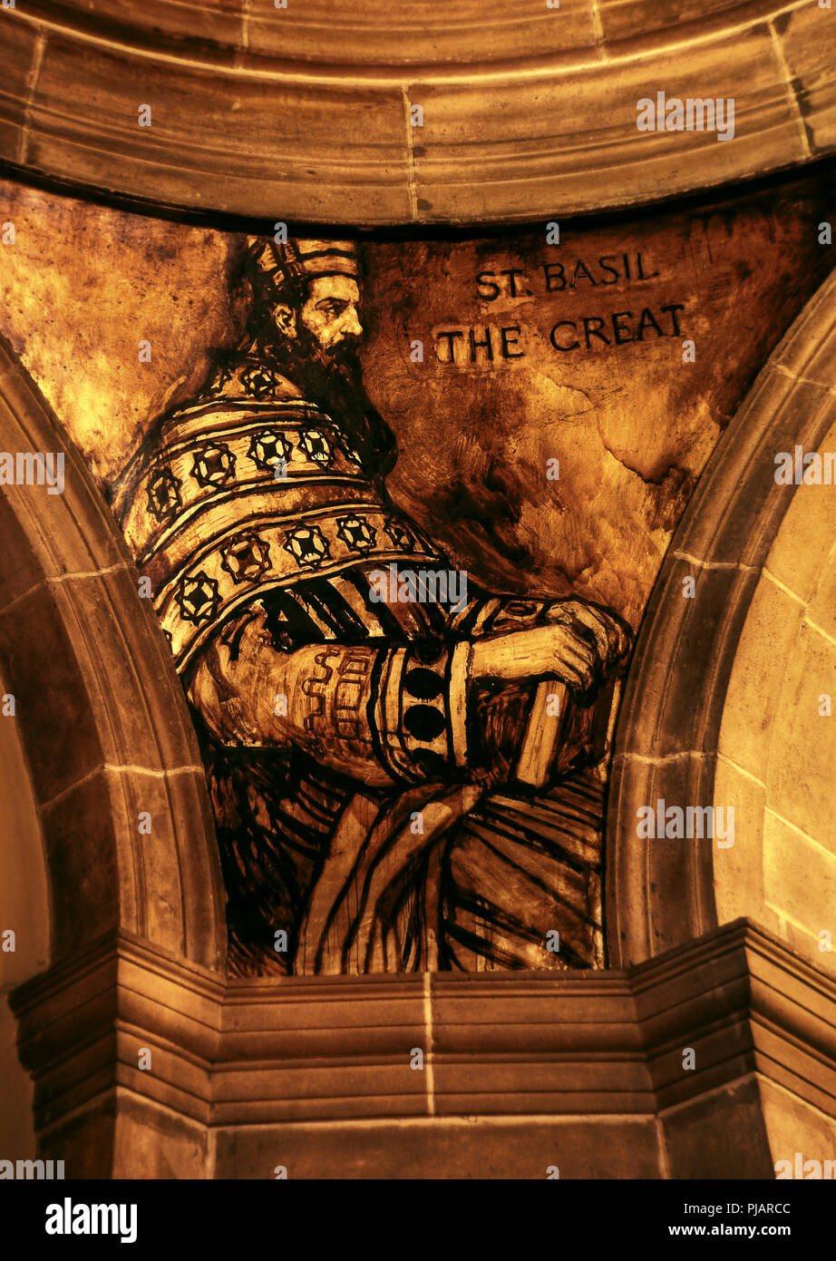 Porträt der hl. Basilius der Große in der Katholischen Kirche in Pasadena, Kalifornien Stockfoto