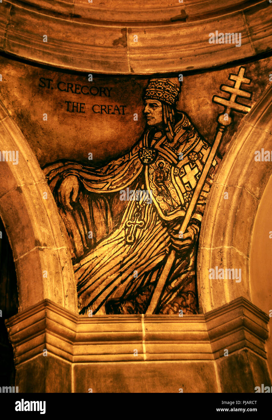 Porträt der hl. Gregor der Große in der Katholischen Kirche in Pasadena, Kalifornien Stockfoto