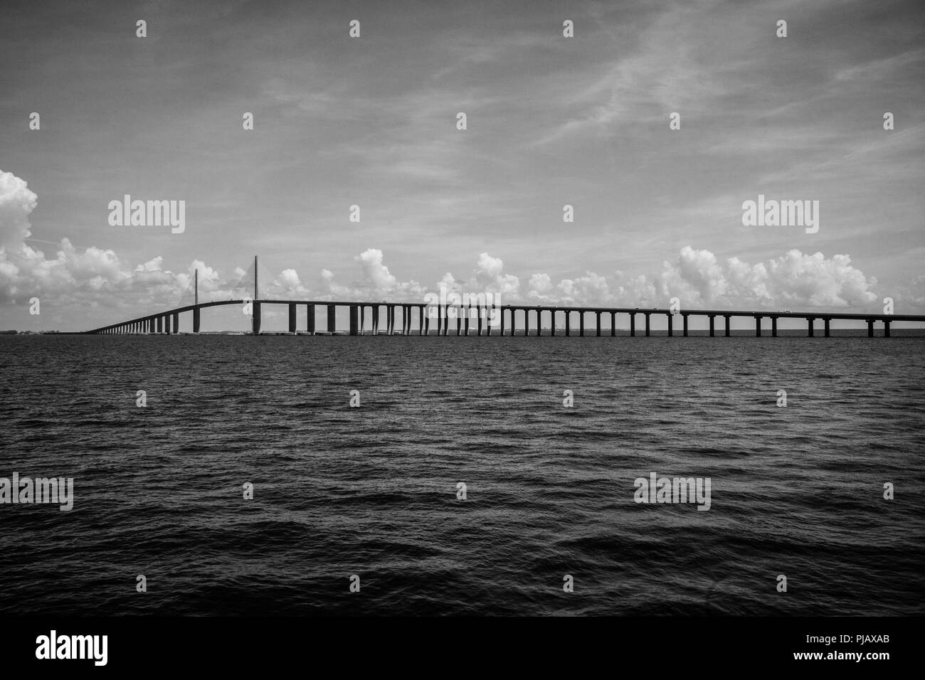 Die Sunshine Skyway Bridge überspannt die Bucht von Tampa in Florida, USA Stockfoto