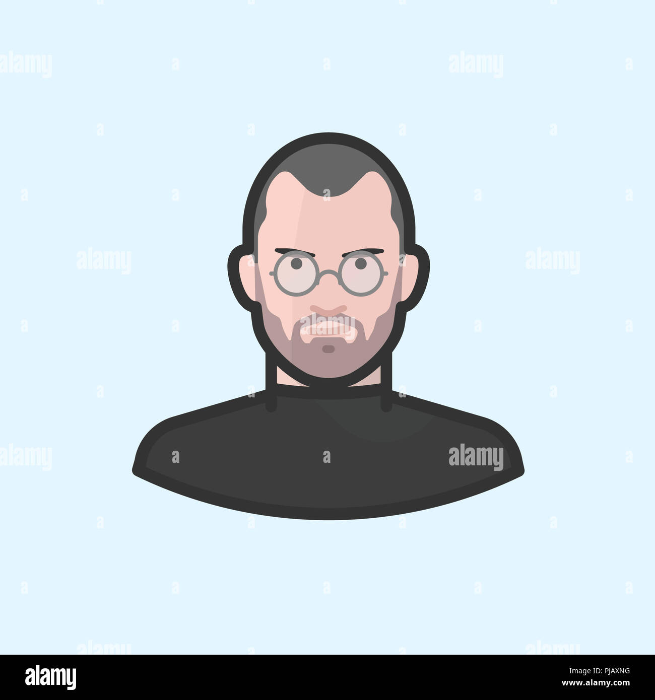 Steve Jobs mit Brille und schwarzen Rollkragenpullover Pullover Stockfoto
