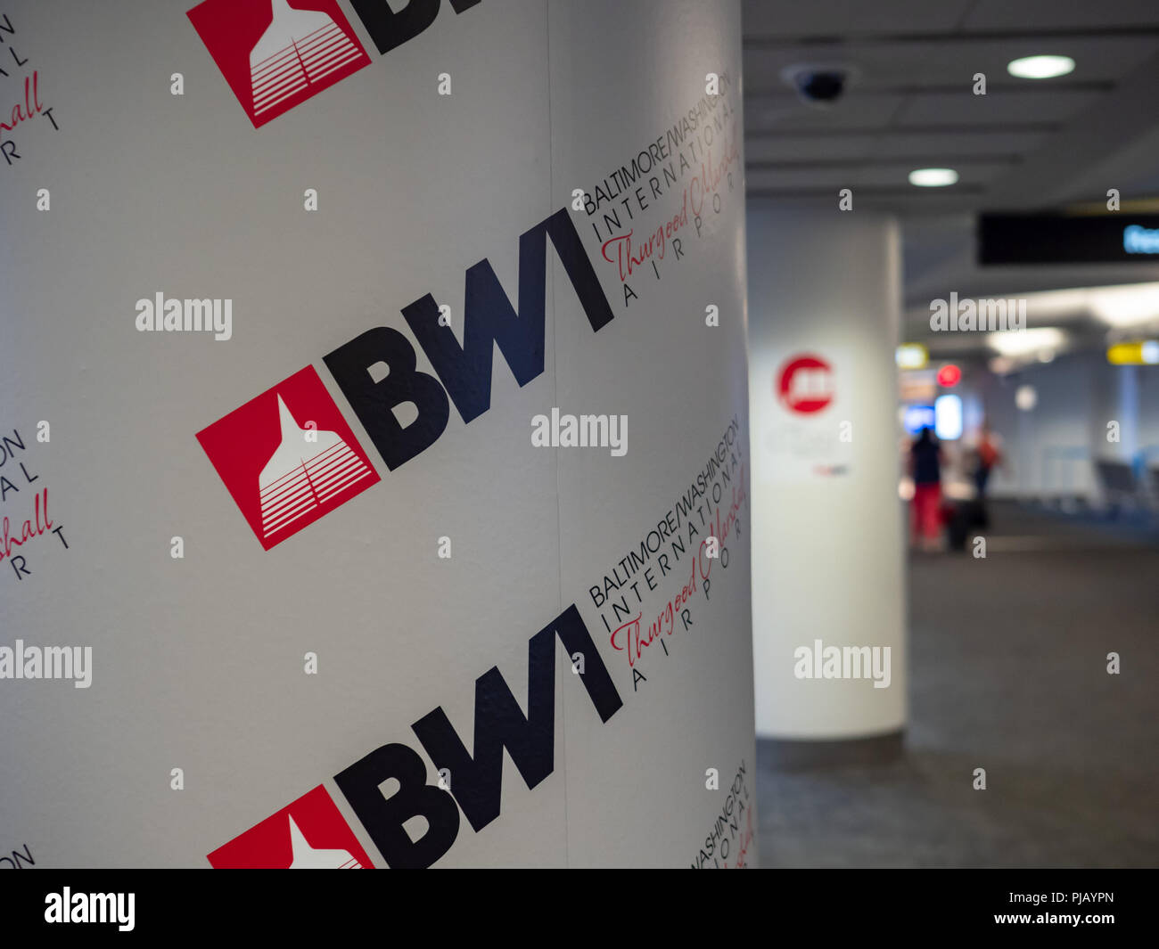 Baltimore Washington International Thurgood Marshall Airport Bwi Airport Logo auf Spalte Stockfoto