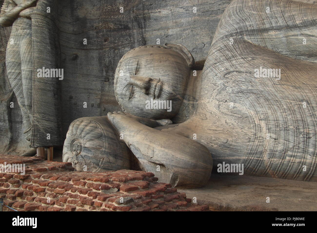 Fehler Gal Vihara Buddha Statue in Polonnaruwa, Sri Lanka Stockfoto