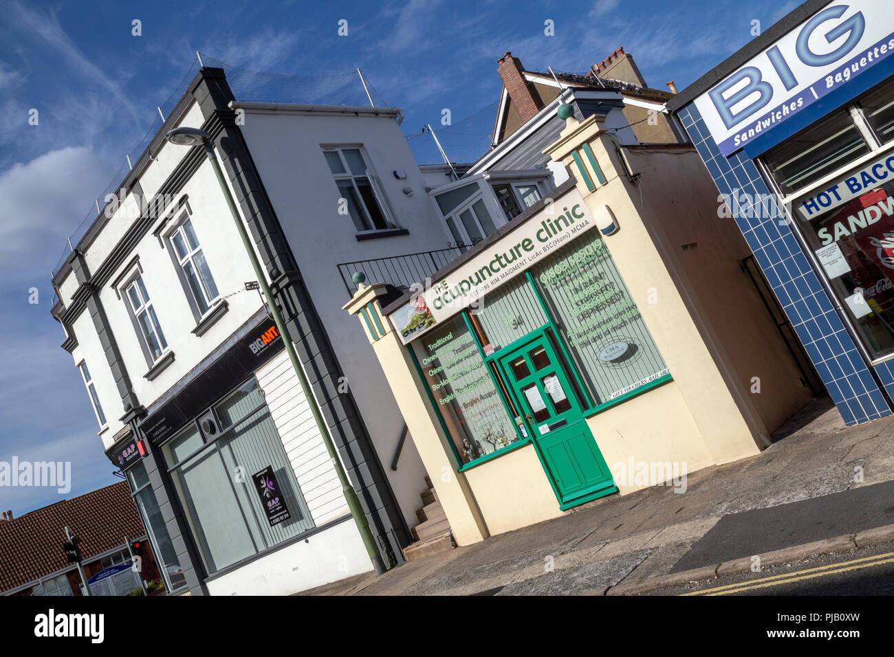Akupunktur Shop, ein System der komplementären Medizin, in der feinen Nadeln in der Haut an bestimmten Punkten eingefügt werden, sind Energielinien (Meridiane), Stockfoto