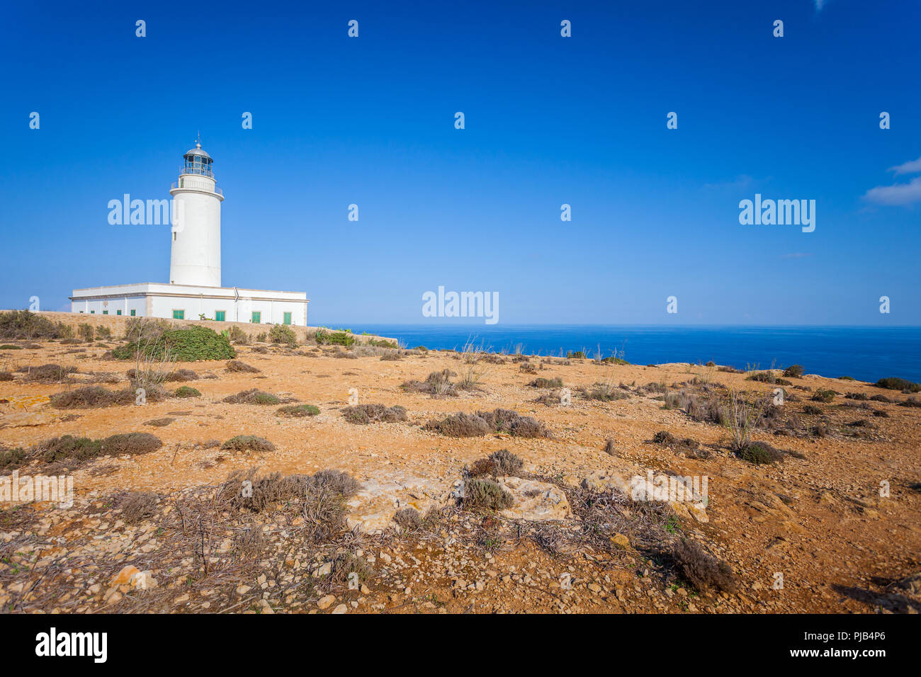 Leuchtturm La Mola Formentera auf den Balearen Stockfoto