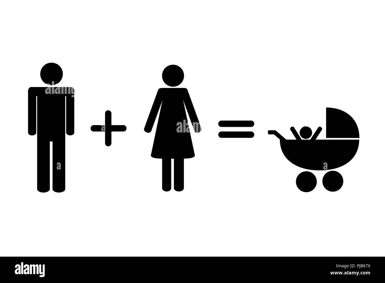 Mann plus Frau Familie mit Baby Piktogramm Vector Illustration Stock Vektor