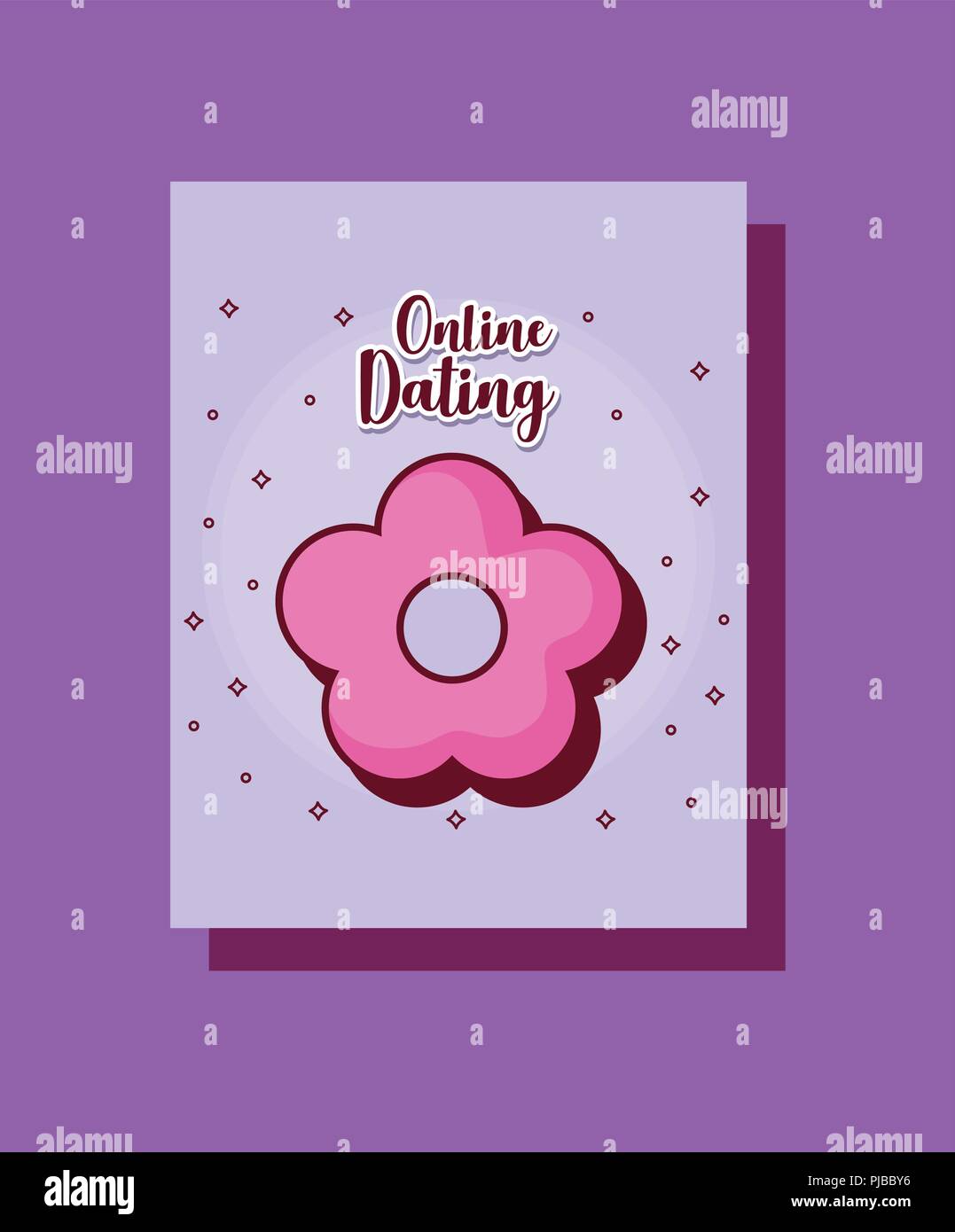 Rosa Blume On-card cartoon Vector Illustration Stock Vektor