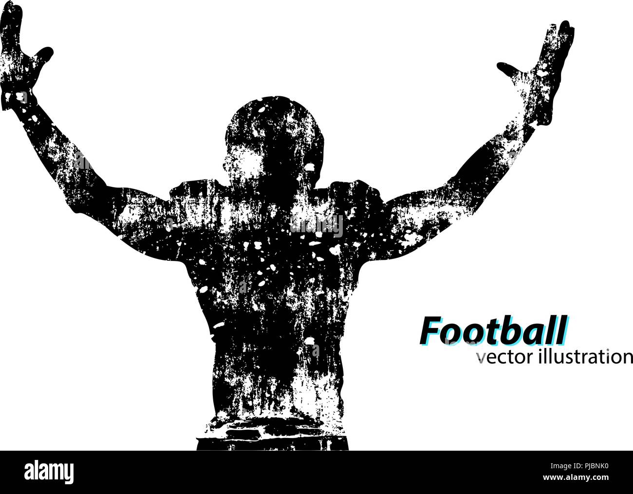 Silhouette einer Fußball-Spieler. Hintergrund und Text auf einem separaten Layer, Farbe kann mit einem Klick geändert werden. Rugby. American Football Stock Vektor