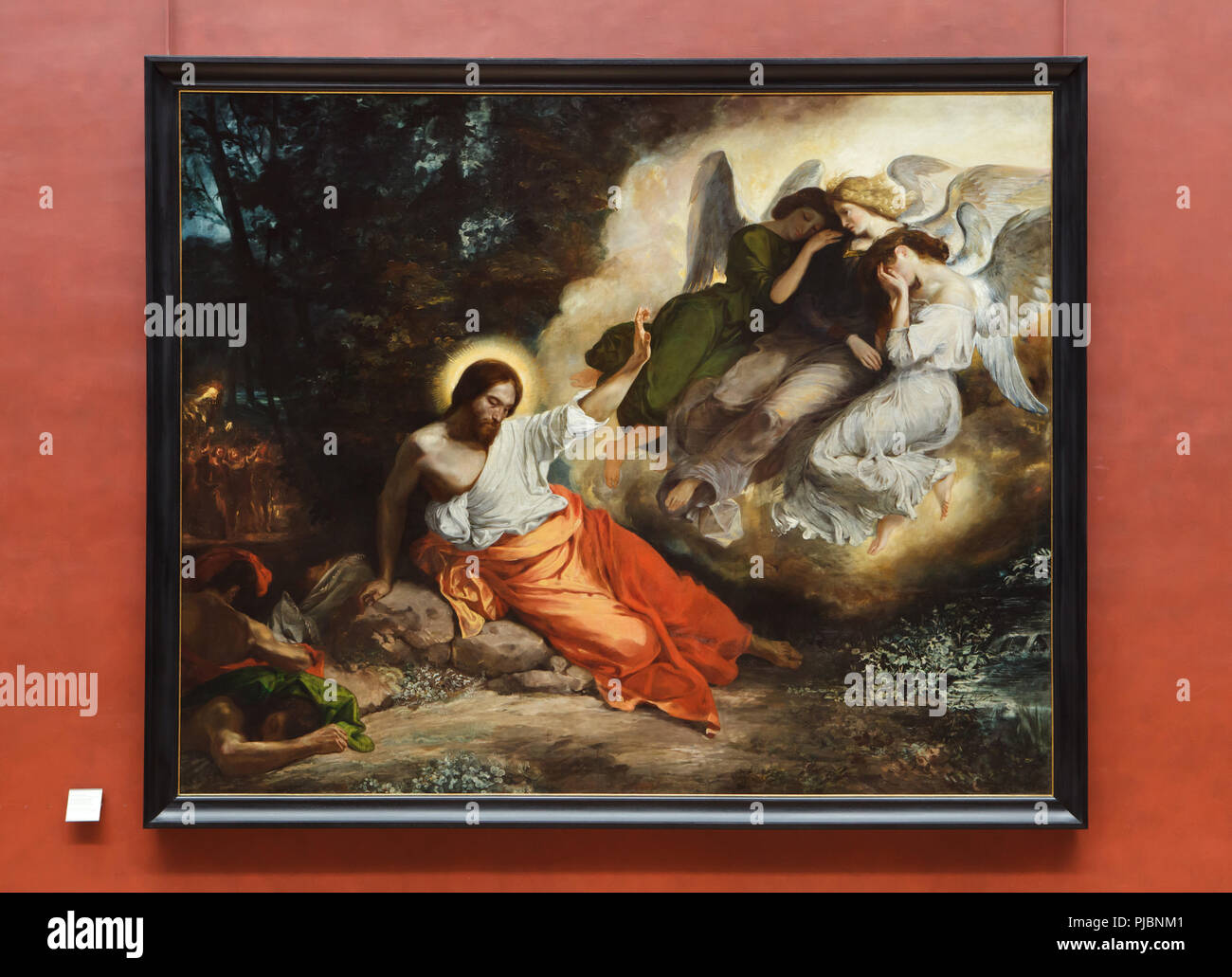 Gemälde "Christus am Ölberg" durch die Französische romantische Maler Eugène Delacroix (1824) auf dem Display an seiner Retrospektive im Musée du Louvre in Paris, Frankreich. Die Ausstellung, die Meisterwerke der Führer der französischen Romantik läuft bis 23. Juli 2018. Stockfoto
