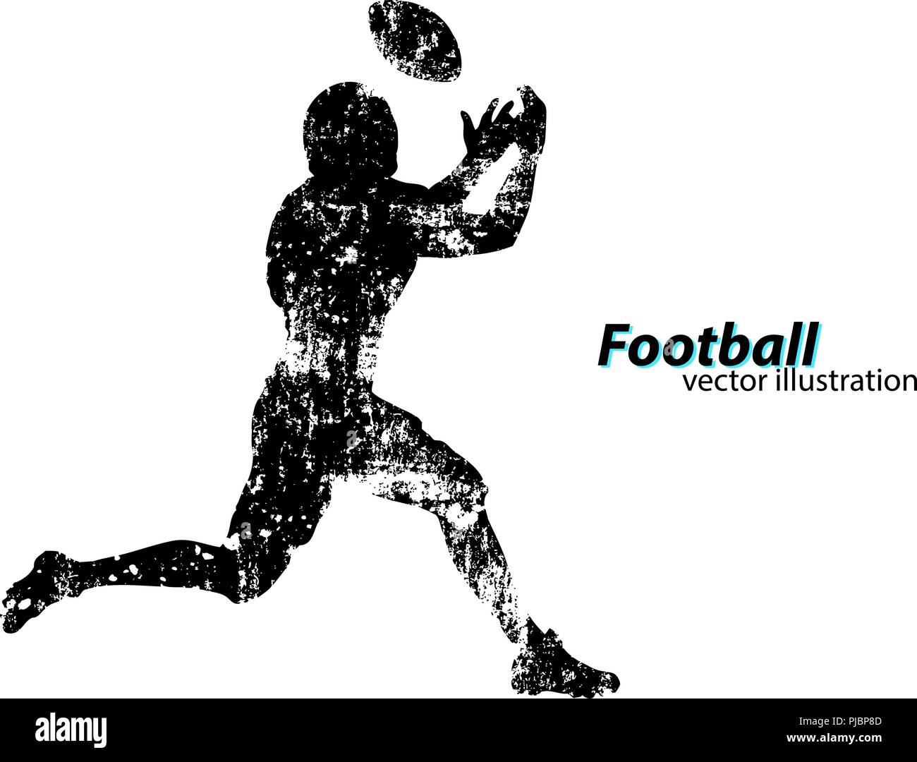 Silhouette einer Fußball-Spieler. Hintergrund und Text auf einem separaten Layer, Farbe kann mit einem Klick geändert werden. Rugby. American Football Stock Vektor