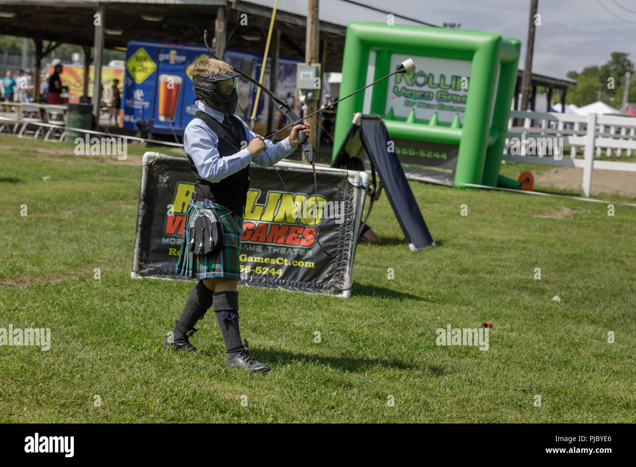 Boy's Spiele bei den Capital District schottische Spiele in Altamont, New York Stockfoto