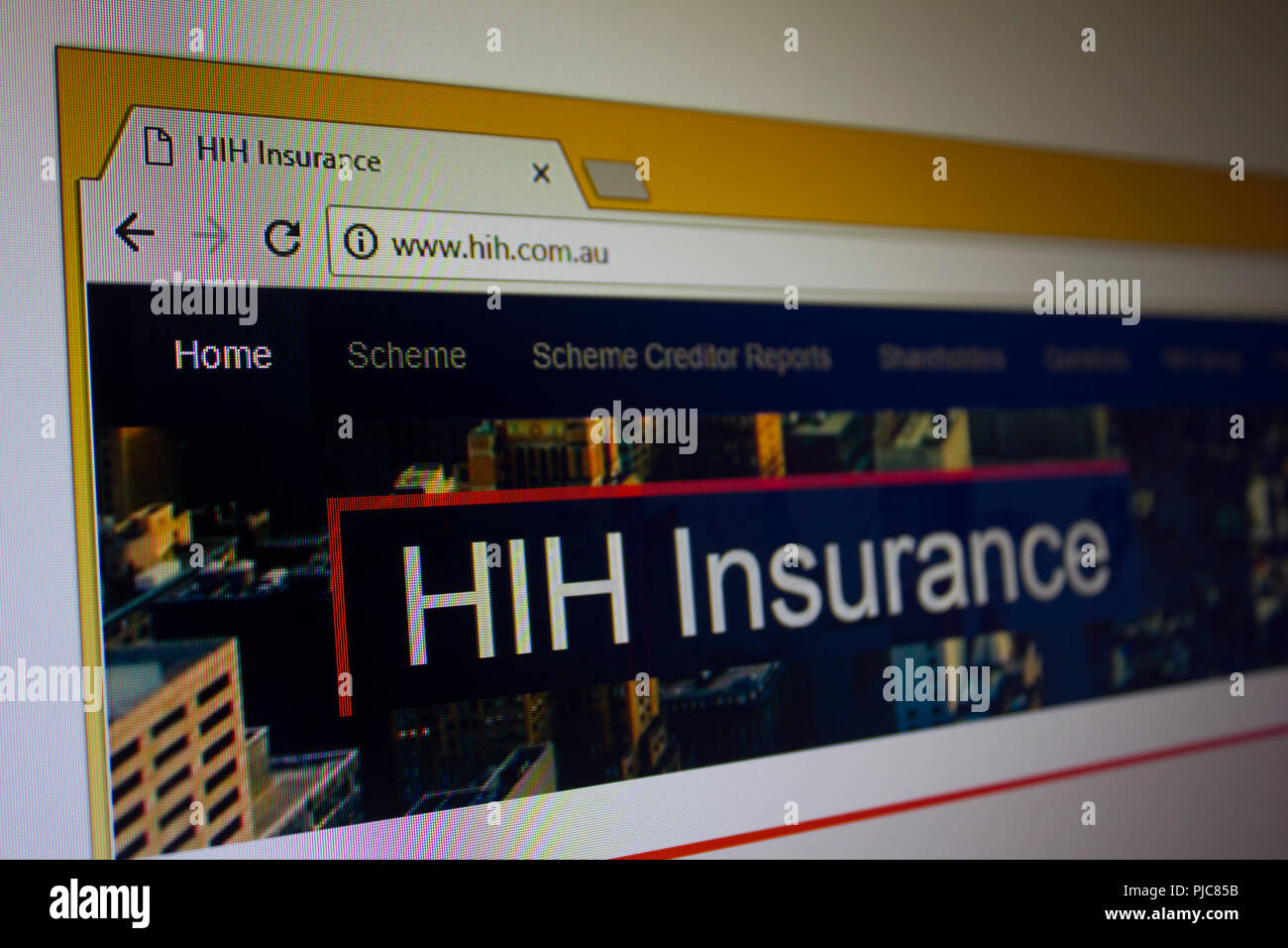 Die HIH Insurance Homepage Stockfoto