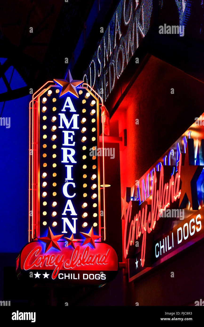 Amerikanische Coney Island hotdog Restaurant am D Resort und Casino auf der Fremont Street, Downtown Las Vegas, Nevada Stockfoto