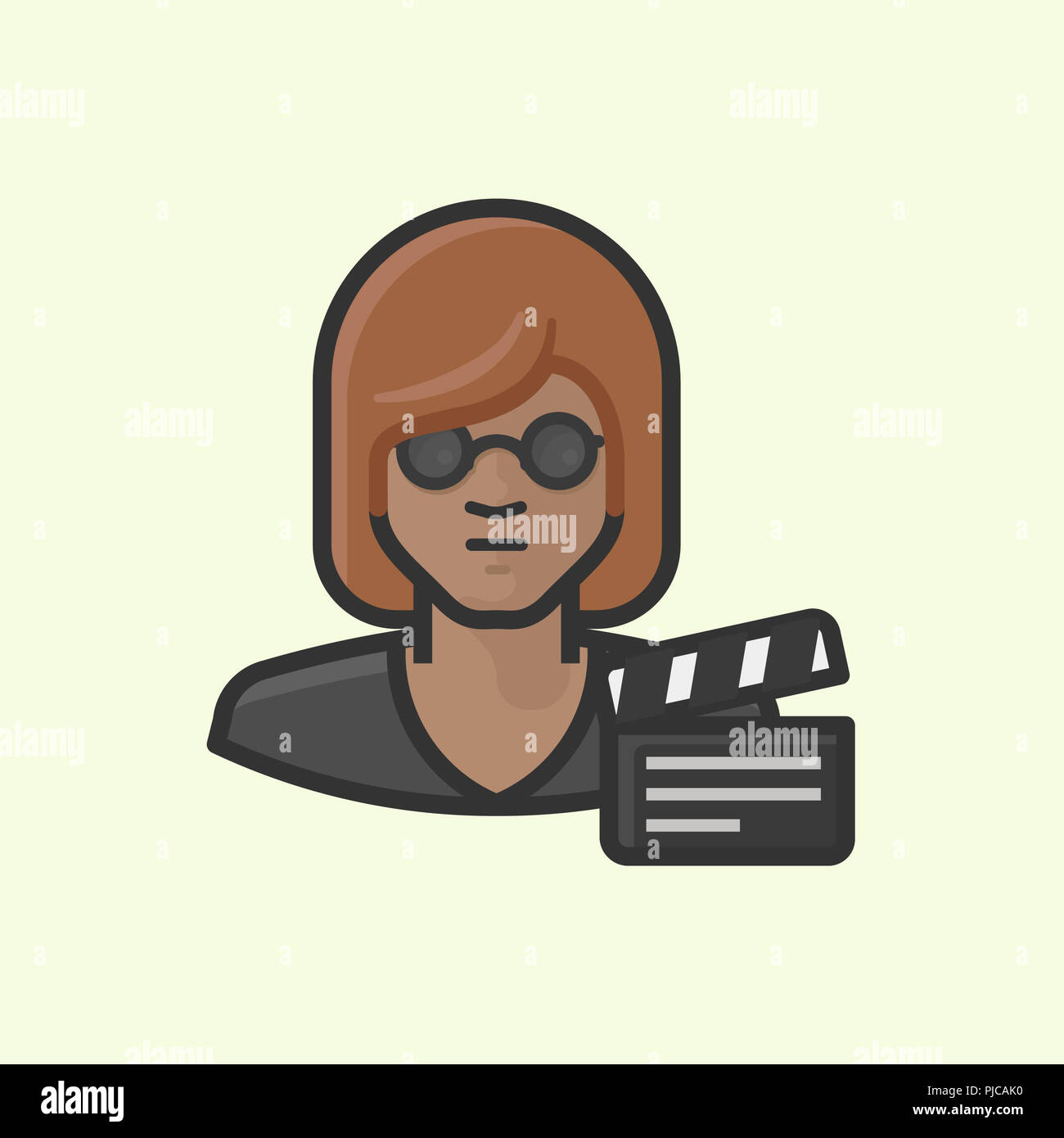 Afrikanische Regisseurin mit Sonnenbrille und klatschen Board Stockfoto