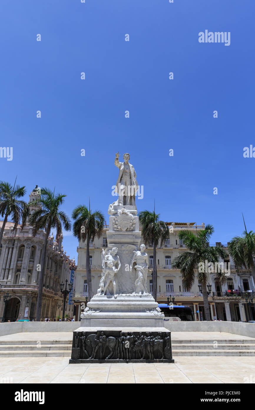 Jose Marti Statue im Parque Central, Habana Vieja, Havanna, Kuba Stockfoto