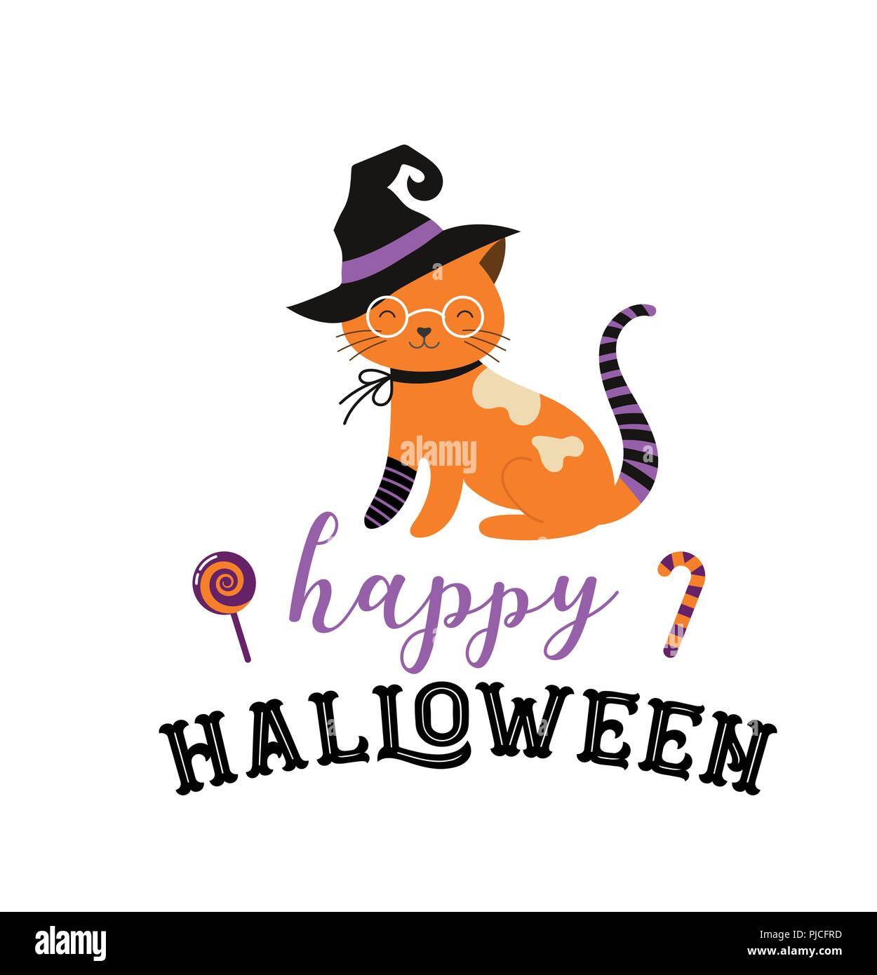 Happy Halloween - Katzen in Monster Kostüme, Halloween Party. Vector Illustration, Banner, Elemente einstellen Stock Vektor