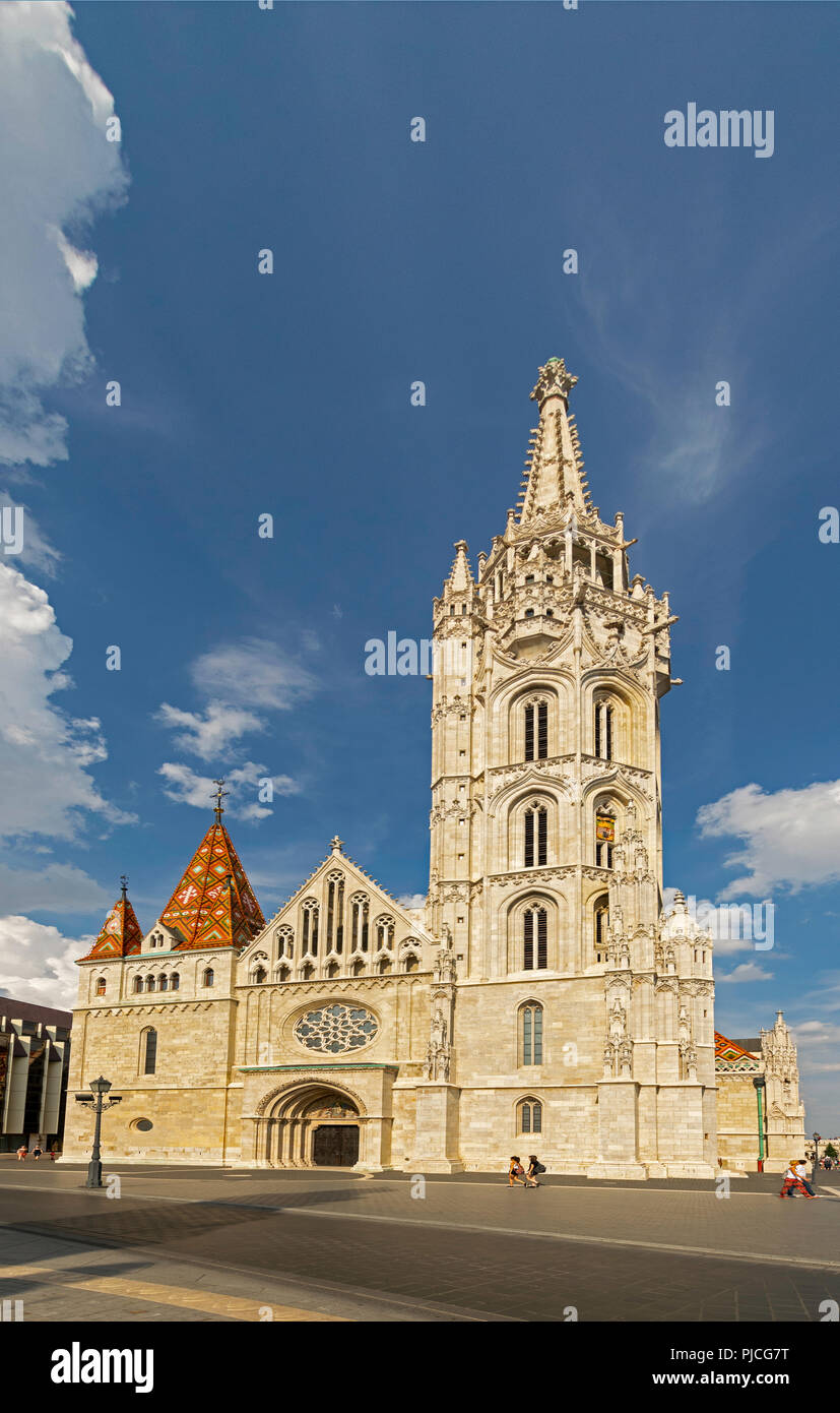 Matyas Kirche (Matthias Kirche) Fishermans Bastion in Budapest Stockfoto
