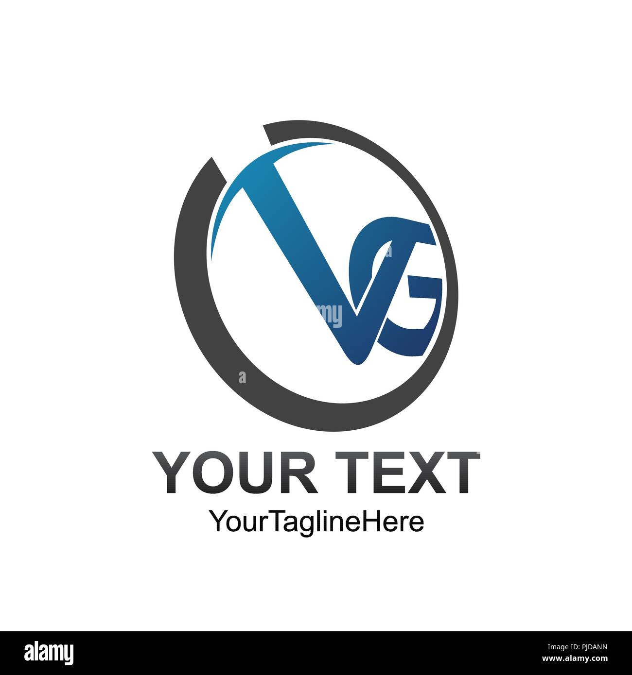 Initial VG logo Vorlage grau blauen Kreis Design für Business und Unternehmen Identität Stock Vektor