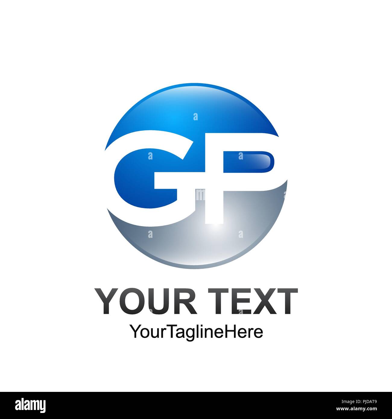 Initial GP logo Vorlage blau Silver Circle abgerundete Design für Business und Unternehmen Identität Stock Vektor