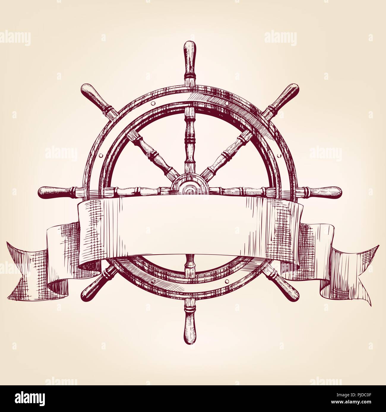 Schiffs Steuerrad Zeichnung Vector Illustration Stock Vektor