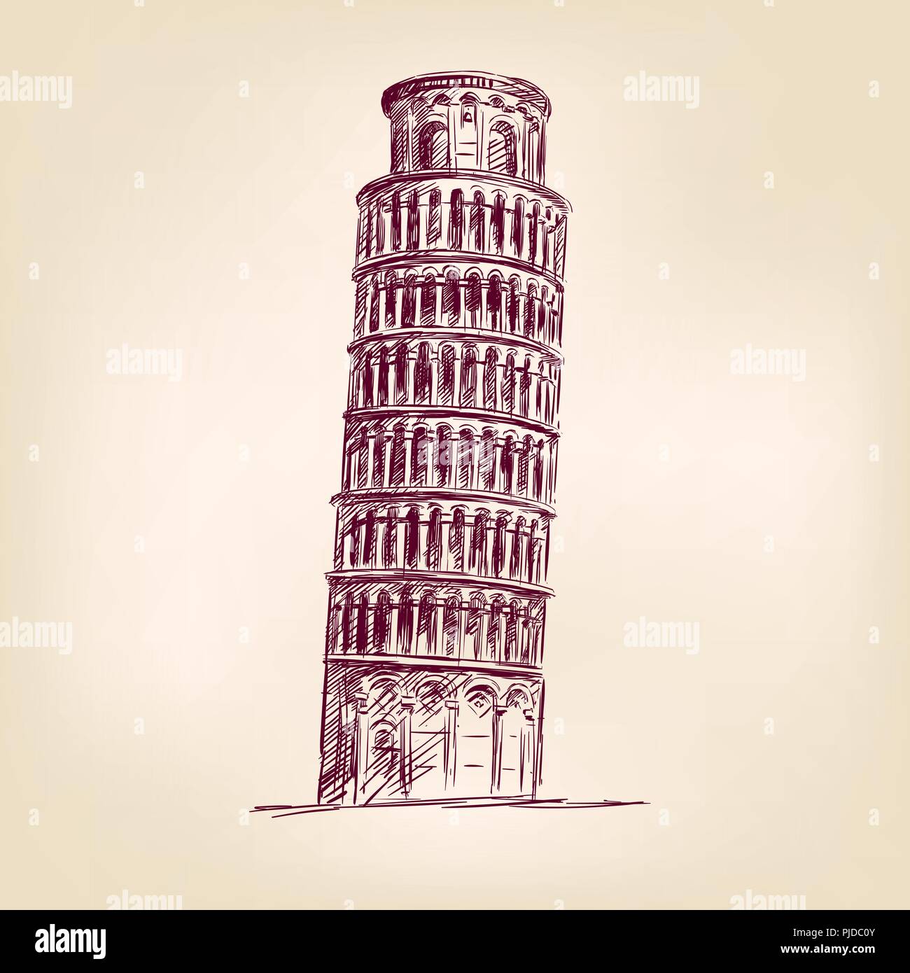 Pisa Tower Hand gezeichnet Vektor-illustration realistische Skizze Stock Vektor