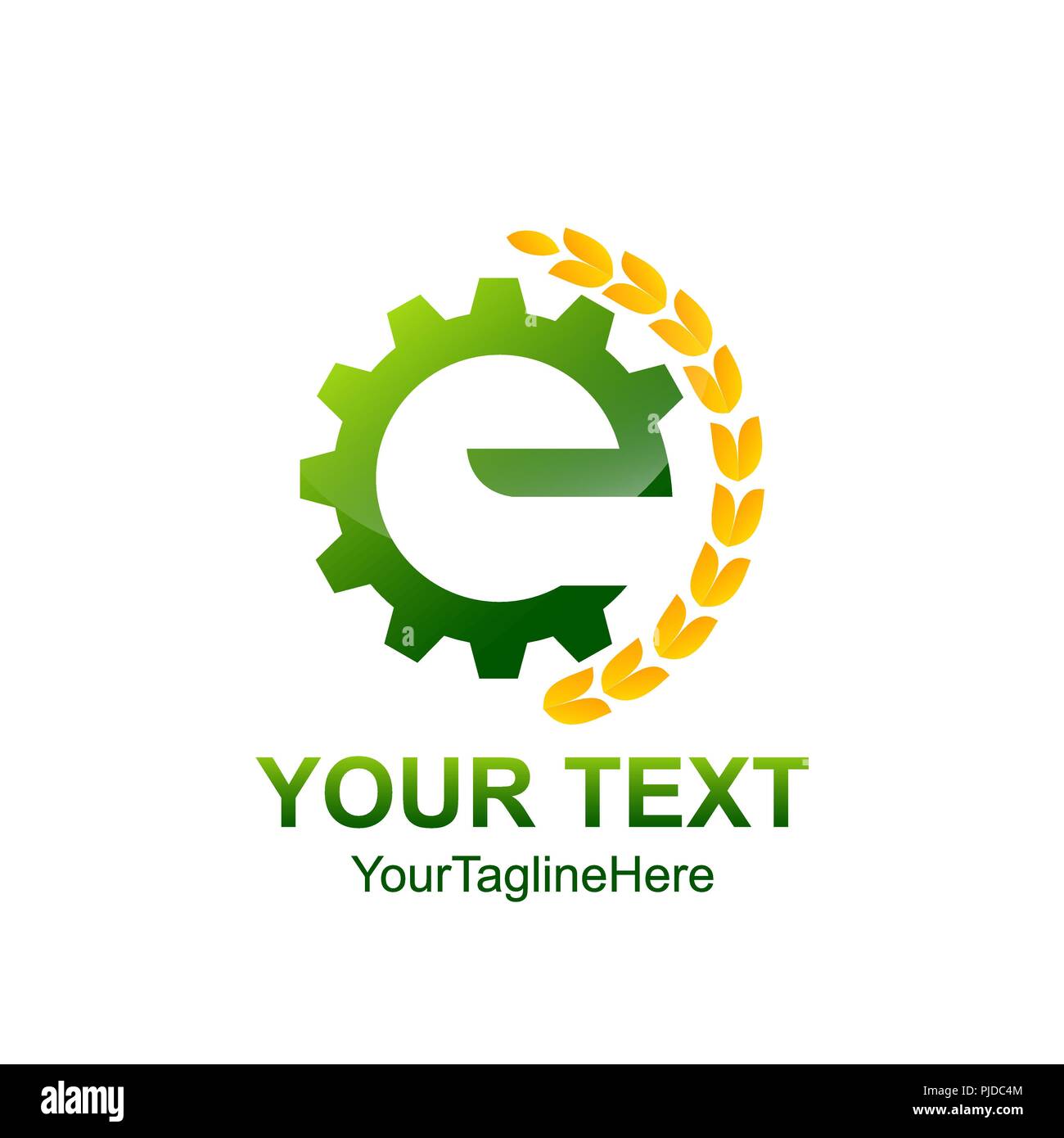 Anfangsbuchstabe E logo Vorlage farbig grün orange Natur gang Design für Business und Unternehmen Identität Stock Vektor