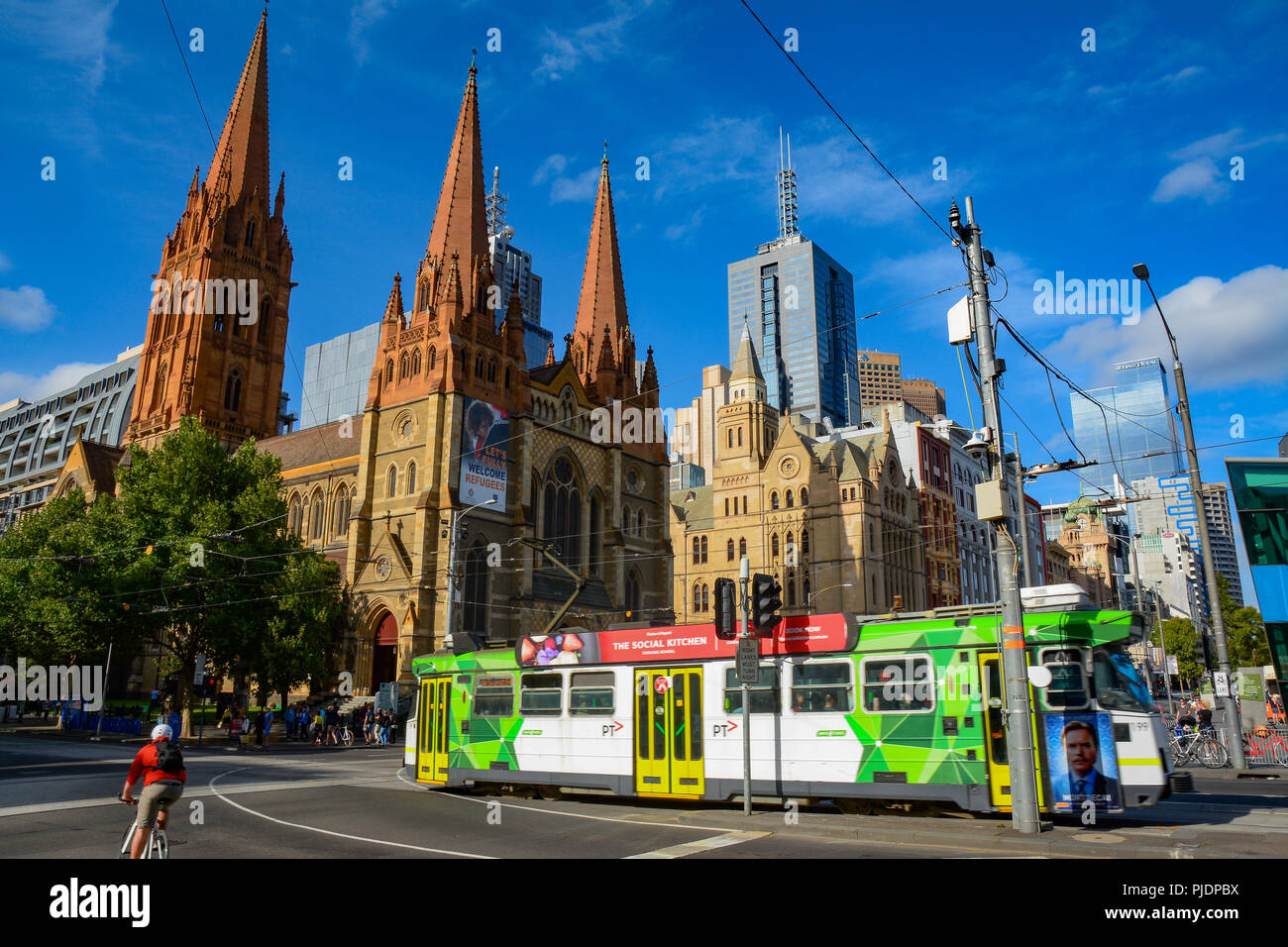 Straßenbahn-Netz, das öffentliche Verkehrsnetz in Melbourne, Australien Stockfoto