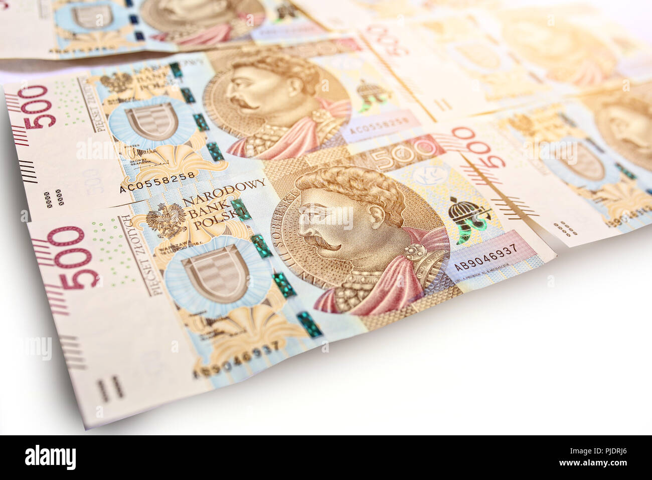 Polnische Währung lautenden Banknoten - 500 Stockfoto