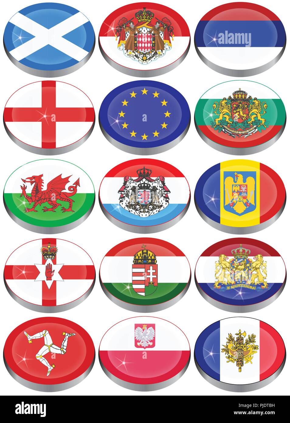 Reihe von Icons. Flaggen von Europa. Stock Vektor