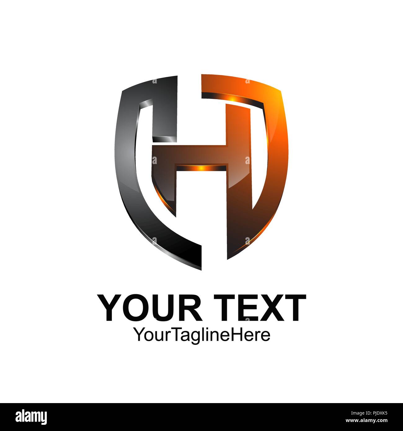 Anfangsbuchstabe H logo Vorlage farbig Bronze shield Design für Business und Unternehmen Identität Stock Vektor