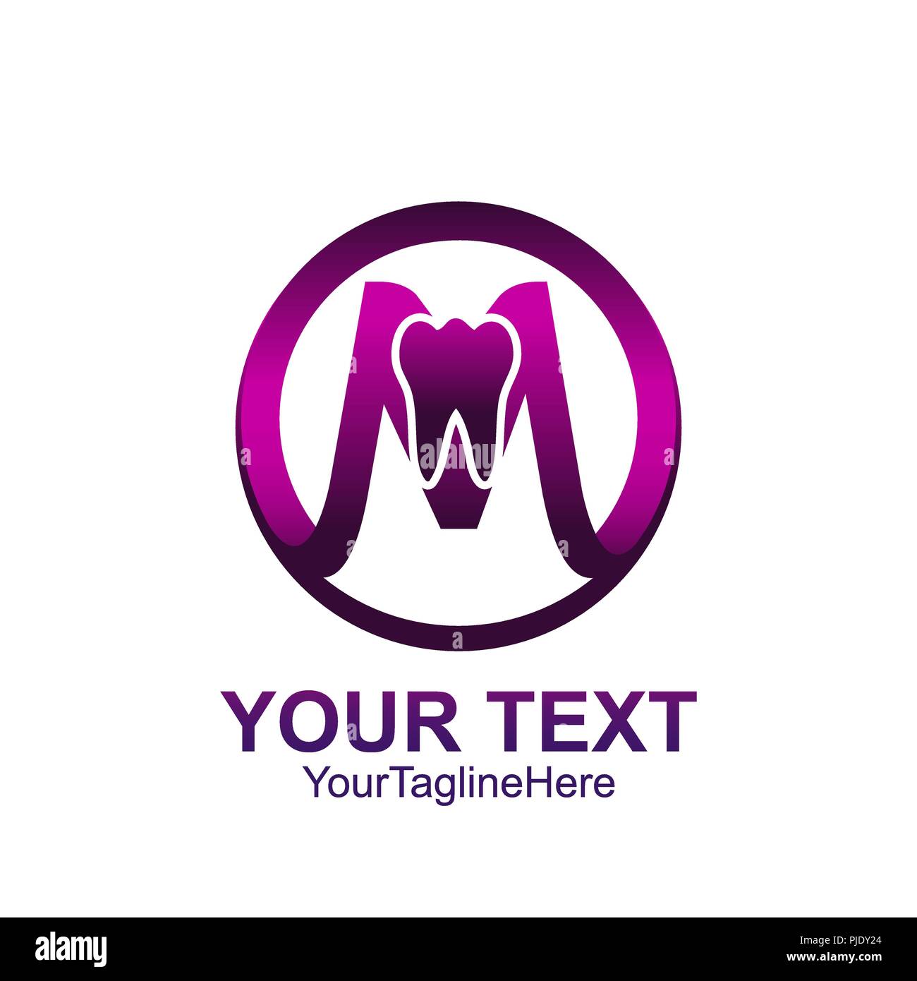 Anfangsbuchstabe M Logo Vorlage violett Kreis dental Design für Business und Unternehmen Identität Stock Vektor