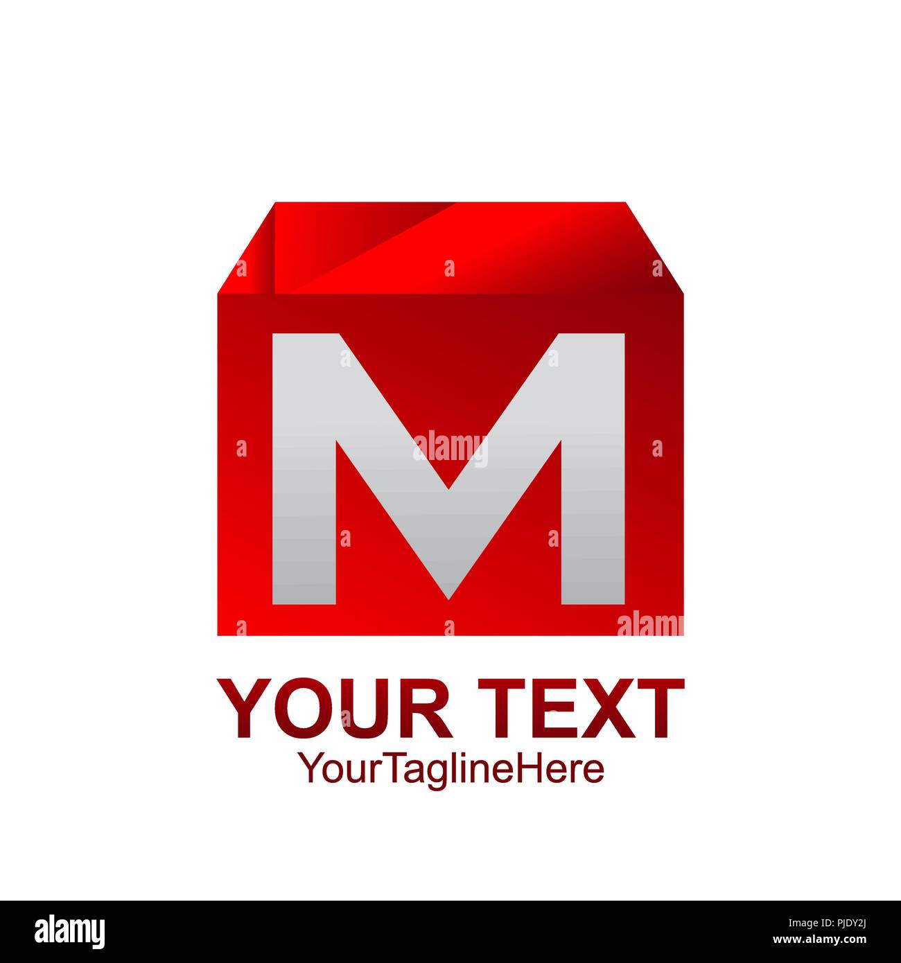 Anfangsbuchstabe M Logo Vorlage farbig rot silber Box Design für Business und Unternehmen Identität Stock Vektor