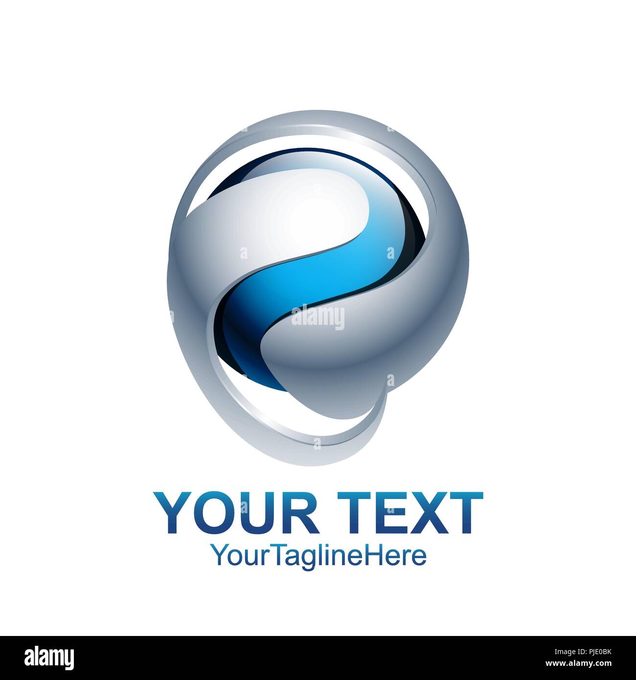 Anfangsbuchstabe P Logo Vorlage farbig Silber blauer Kreis Kugel Design für Business und Unternehmen Identität Stock Vektor