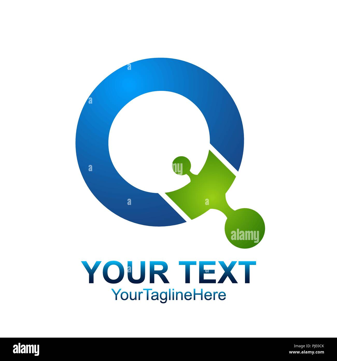 Anfangsbuchstabe Q Logo template Blaugrün Kreis Kugel Design für Business und Unternehmen Identität Stock Vektor